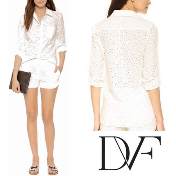 DVF Eyelet Button Down Shirt